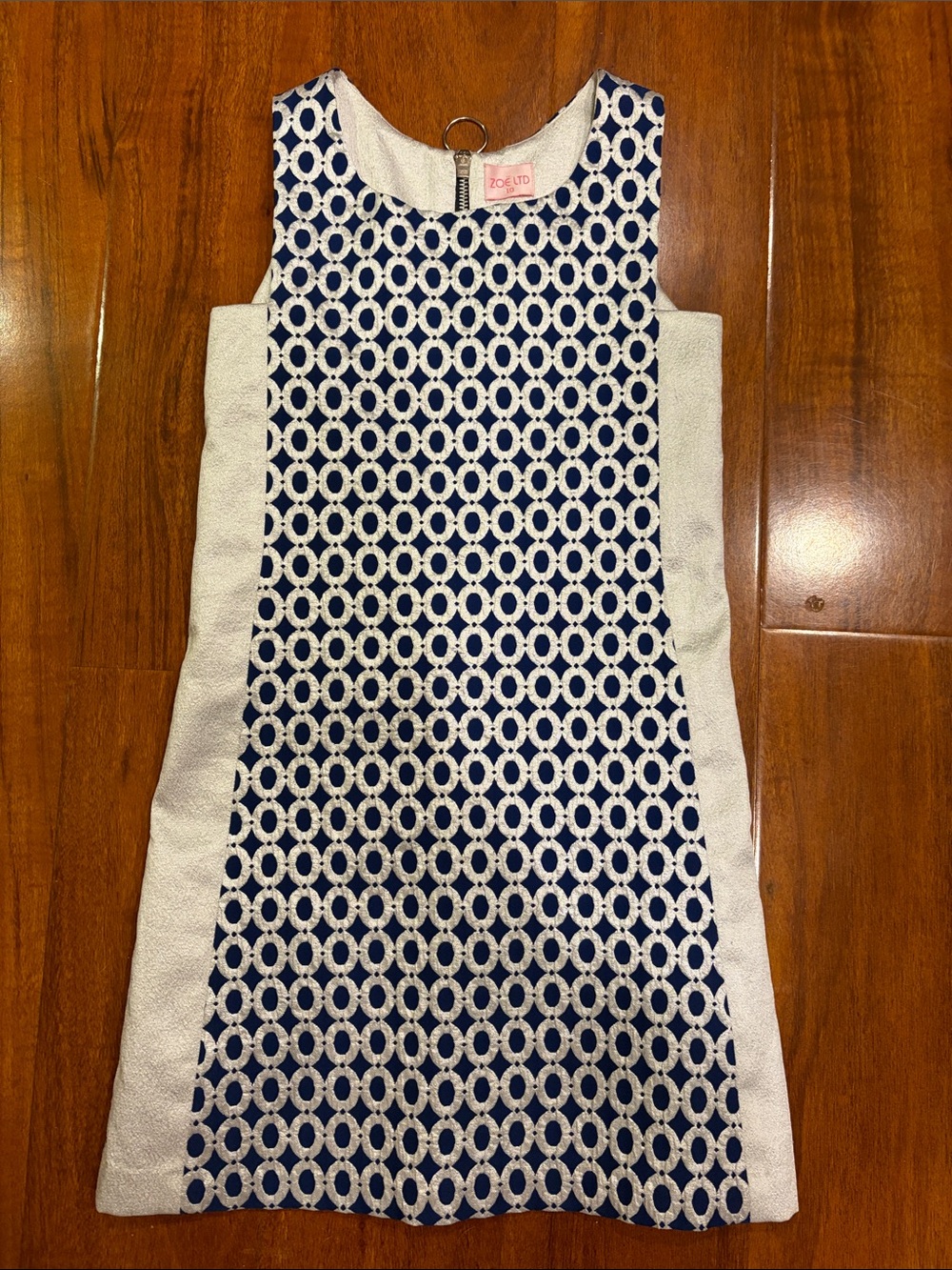Zoe Ltd Navy and White Geometric Sleeveless Shift Dress